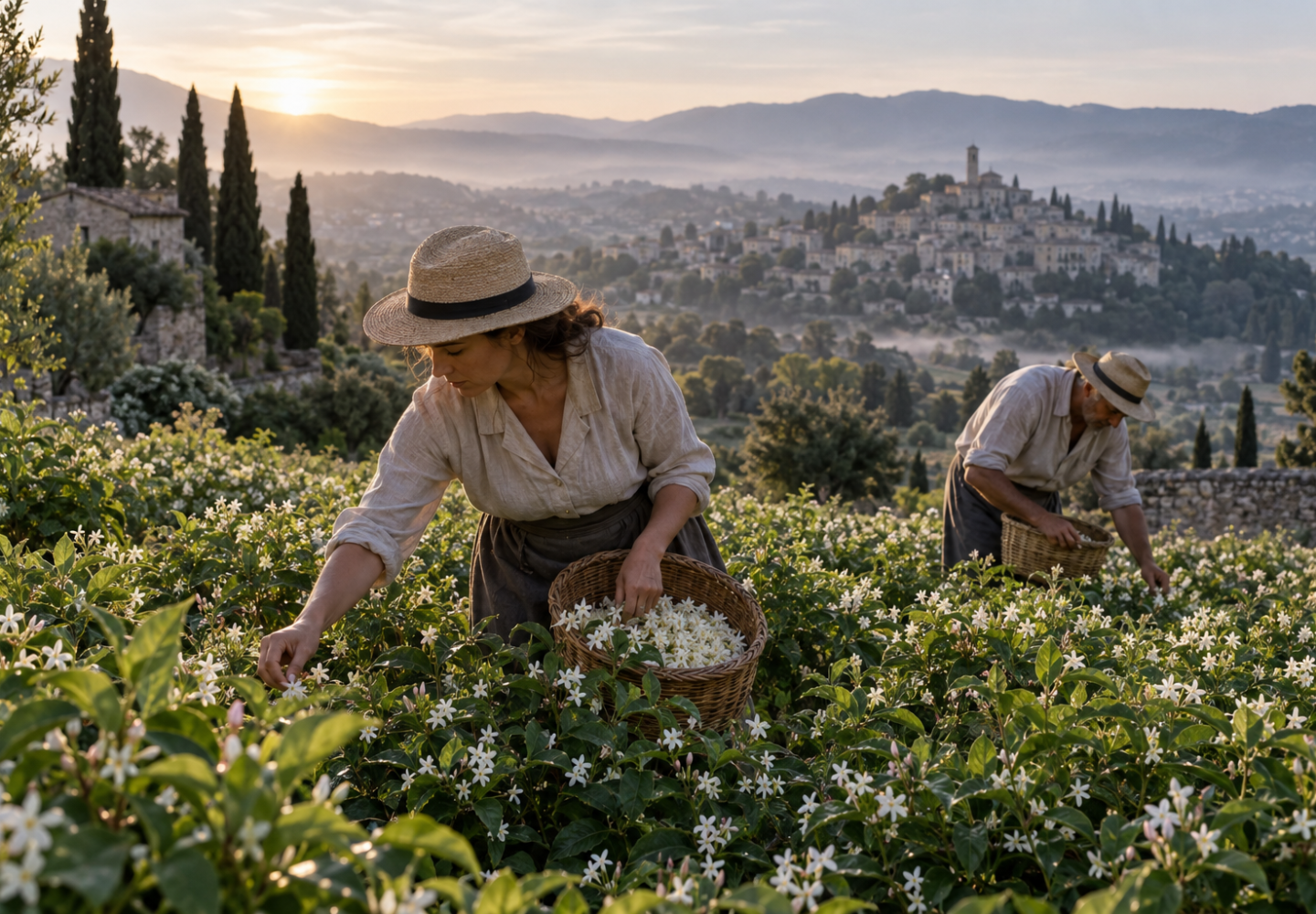 Jasmine harvest in the perfume fields of Grasse