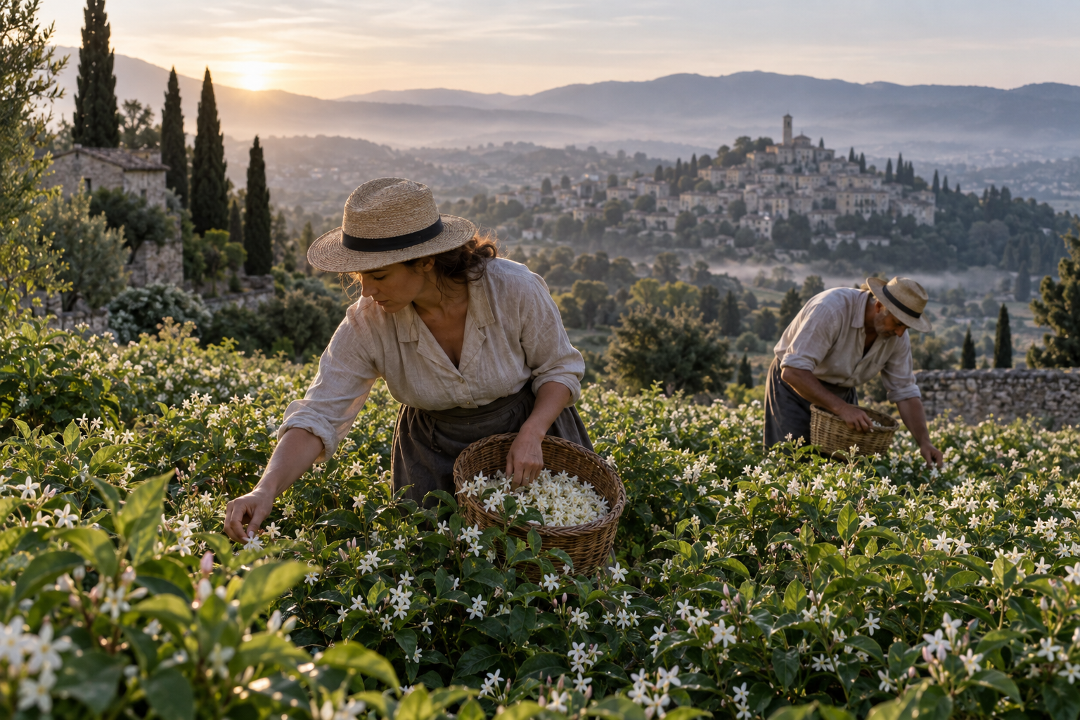 Jasmine harvest in the perfume fields of Grasse